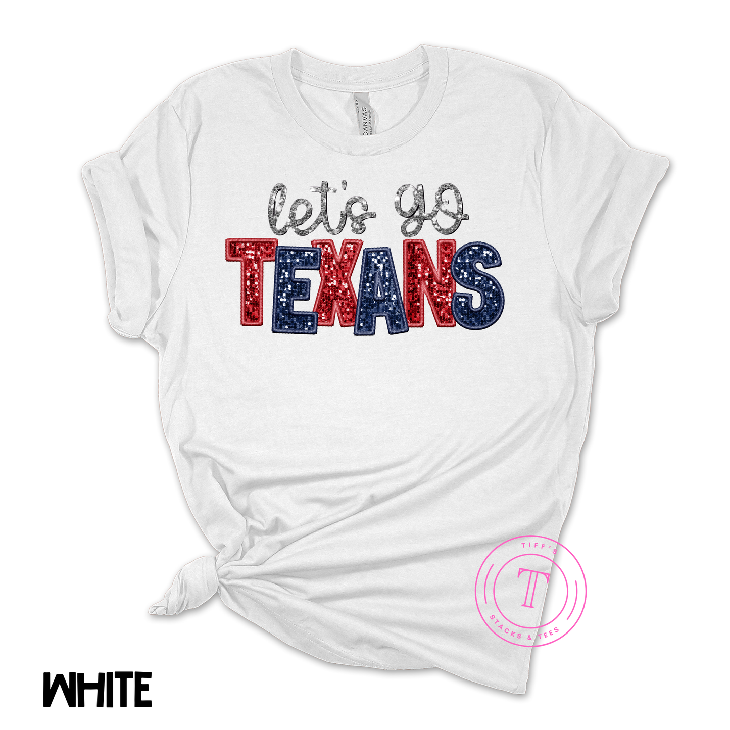 Let's Go Texans Faux Glitter