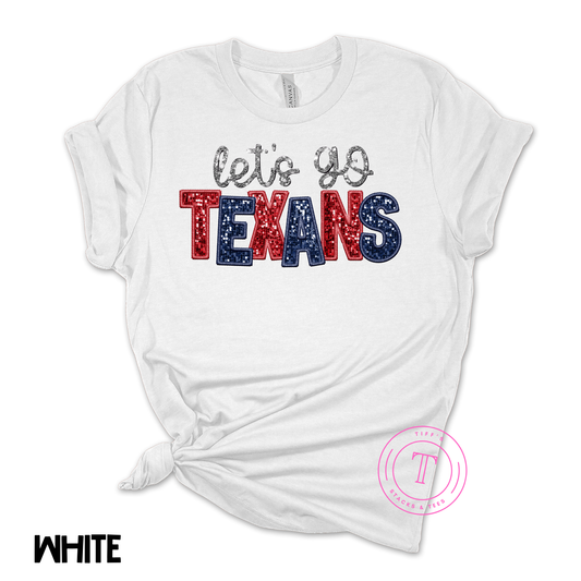 Let's Go Texans Faux Glitter