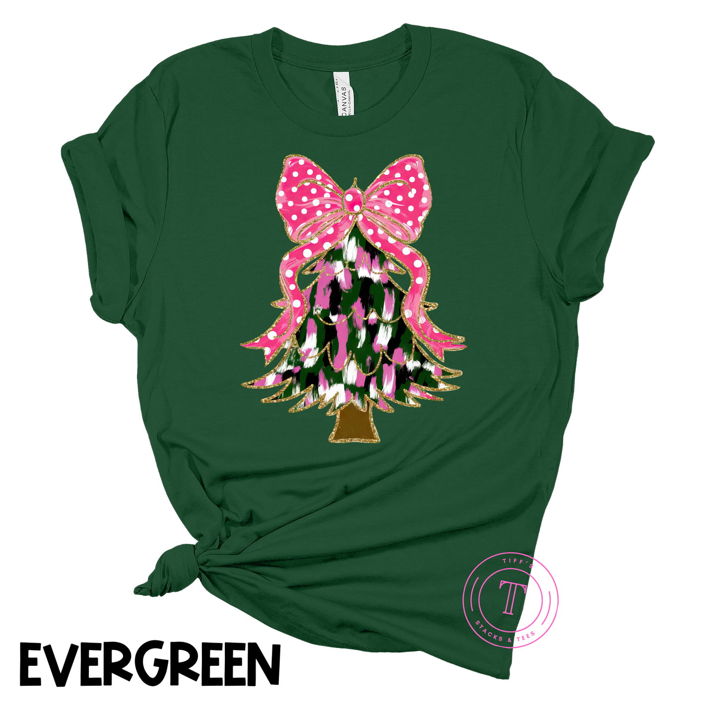 Colorful Pink/Green/Black Christmas Tree Coquette